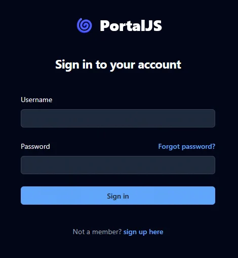 PortalJS Cloud Login